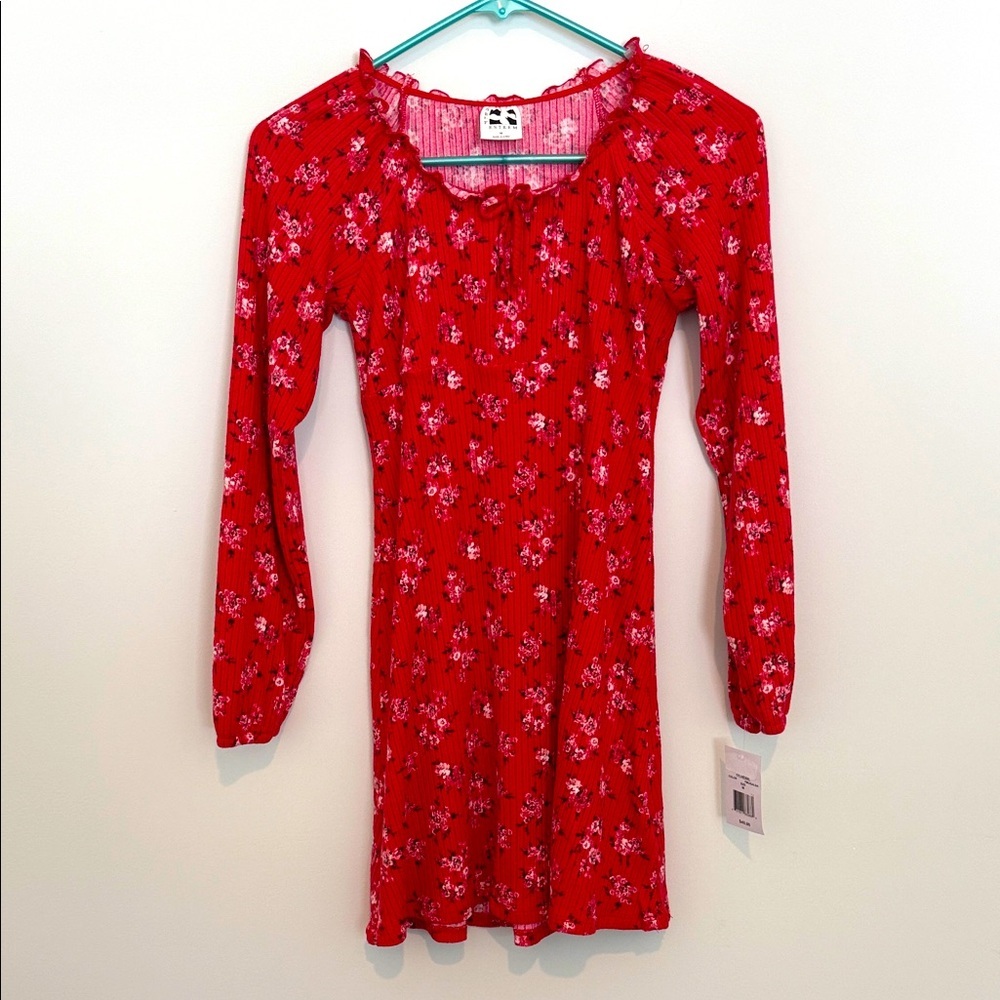Self Esteem Red Floral Girls Dress Size M